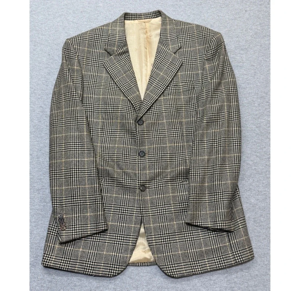 Isaia Napoli 100% Marco G Cashmere Blazer Sport Coat 42 Brown Glen Plaid Italy
